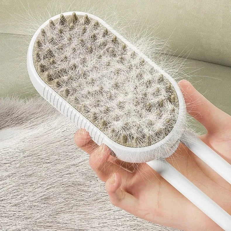 3-in-1 Pet Steam Brush – One-Click Spray Stops Flying Fur