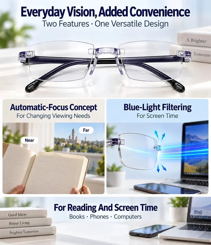 Auto-Focus Near &amp; Far Reading Glasses – Blue-Light Everyday Readers