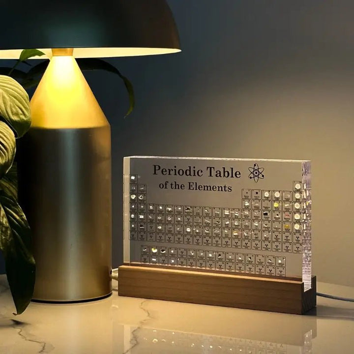 Real Element Periodic Table with LED Base: Premium Desktop Science Museum &amp; Gift - DHACTIVE 2