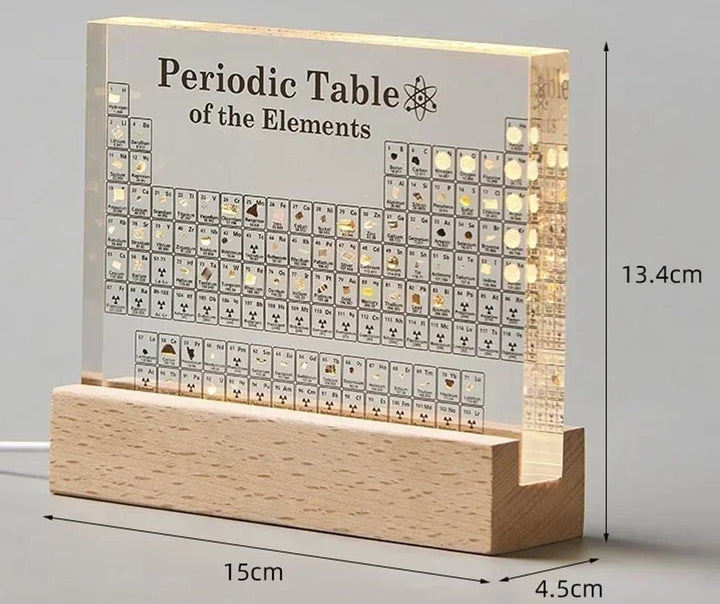 Real Element Periodic Table with LED Base: Premium Desktop Science Museum &amp; Gift - DHACTIVE 10