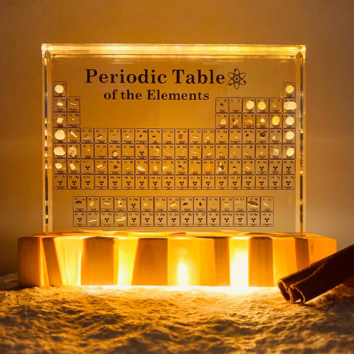 Real Element Periodic Table with LED Base: Premium Desktop Science Museum &amp; Gift - DHACTIVE