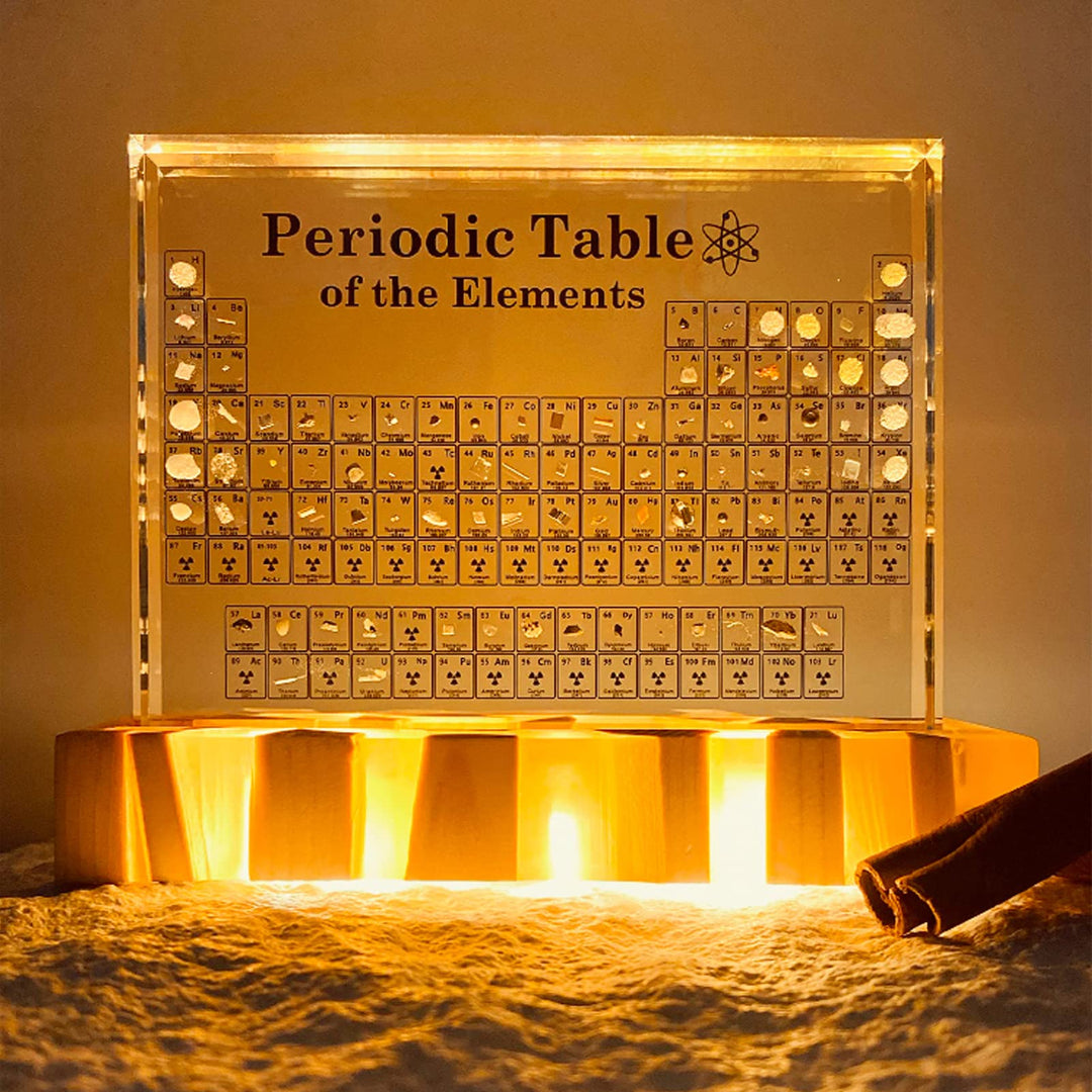 Real Element Periodic Table with LED Base: Premium Desktop Science Museum &amp; Gift - Velloraco
