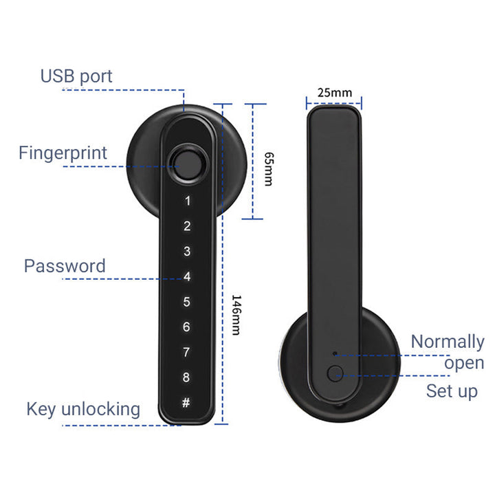 Fingerprint Smart door lock handle with Bluetooth APP control - DHACTIVE 7