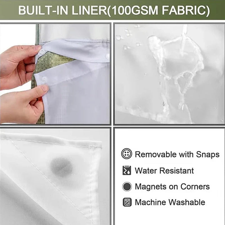No-Hook Waffle Shower Curtain with Snap-In Liner