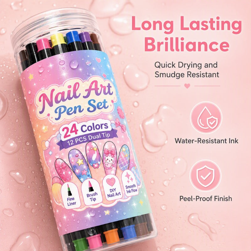 💅🎨 40% OFF! 24-Color Dual-Tip Nail Art Pens ✨ DIY Your Own Halloween, Christmas &amp; Everyday Nail Designs 🎃🎄