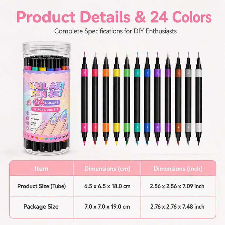 💅🎨 40% OFF! 24-Color Dual-Tip Nail Art Pens ✨ DIY Your Own Halloween, Christmas &amp; Everyday Nail Designs 🎃🎄