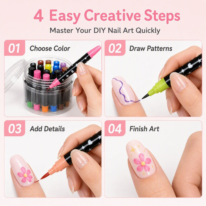 💅🎨 40% OFF! 24-Color Dual-Tip Nail Art Pens ✨ DIY Your Own Halloween, Christmas &amp; Everyday Nail Designs 🎃🎄