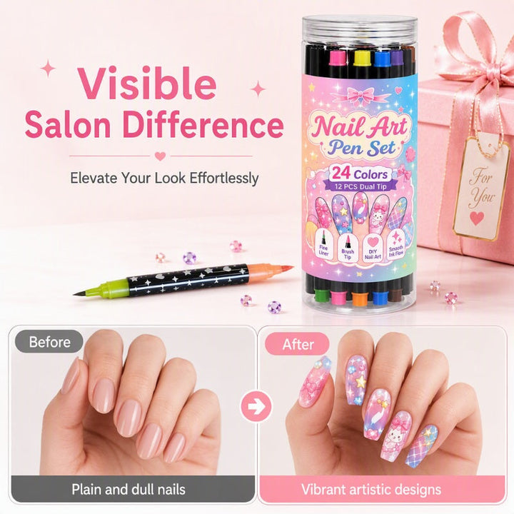💅🎨 40% OFF! 24-Color Dual-Tip Nail Art Pens ✨ DIY Your Own Halloween, Christmas &amp; Everyday Nail Designs 🎃🎄