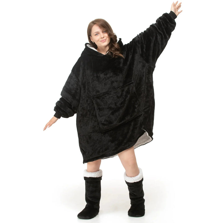 Oversized Fleece Hoodie Blanket — variant-black
