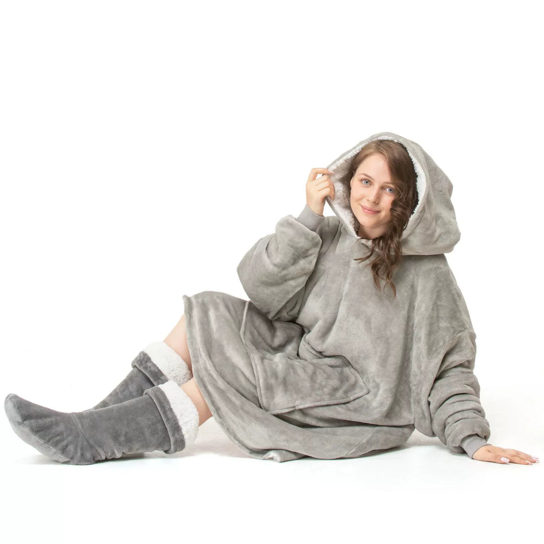 Oversized Fleece Hoodie Blanket — variant-grey