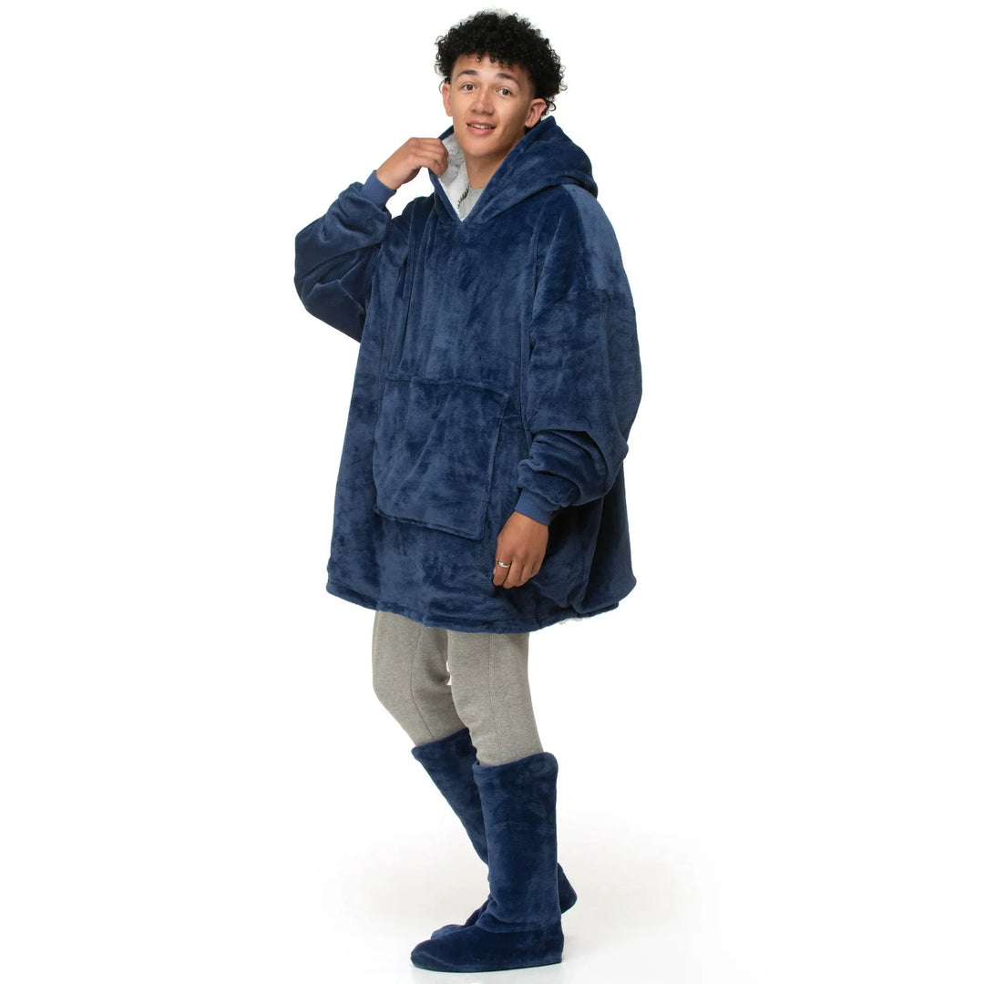 Oversized Fleece Hoodie Blanket — variant-navy