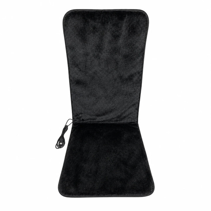 USB Heated Seat &amp; Back Pad — Faux Fur, 45 × 110 cm — variant-black