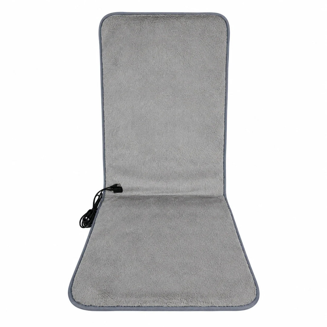 USB Heated Seat &amp; Back Pad — Faux Fur, 45 × 110 cm — variant-grey