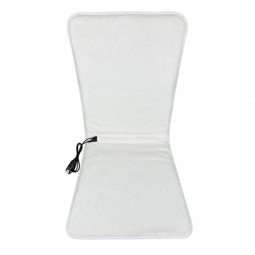 USB Heated Seat &amp; Back Pad — Faux Fur, 45 × 110 cm — variant-white
