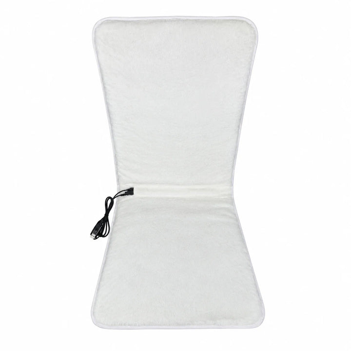 USB Heated Seat &amp; Back Pad — Faux Fur, 45 × 110 cm — variant-white