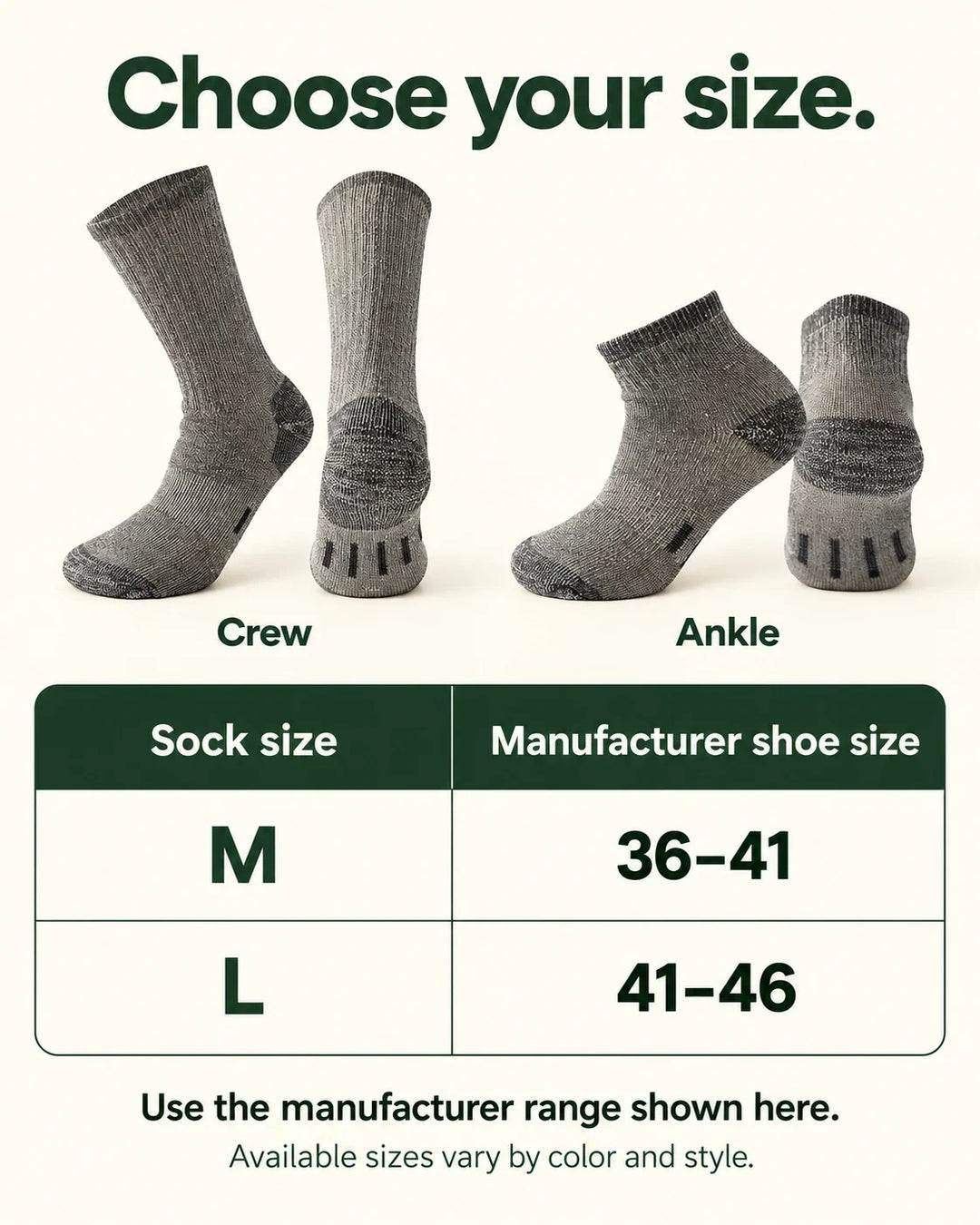 Merino Wool Blend Socks — Crew &amp; Ankle 04-size