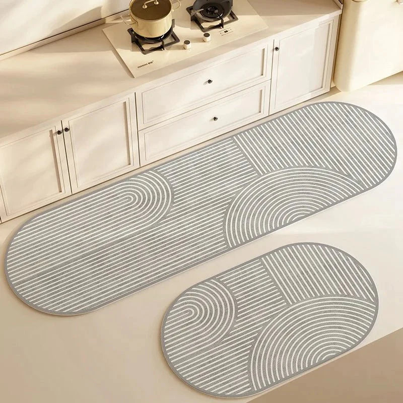 Kitchen Mat Super Absorbent – Non-Slip &amp; Washable – Diatomite Design – Oval &amp; Long Shape – Comfort Rug for Kitchen &amp; Bathroom - DHACTIVE 4