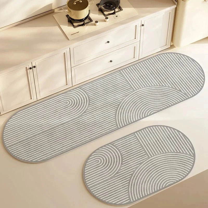 Velloraco | Kitchen Mat Super Absorbent | Non - Slip &amp; Washable | Diatomite Design | Oval &amp; Long Shape | Comfort Rug for Kitchen &amp; Bathroom - Velloraco