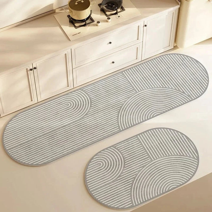 Velloraco | Kitchen Mat Super Absorbent | Non - Slip &amp; Washable | Diatomite Design | Oval &amp; Long Shape | Comfort Rug for Kitchen &amp; Bathroom - Velloraco