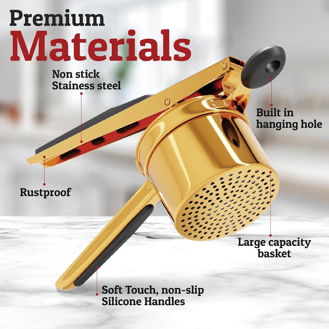 Velloraco Pro Stainless Steel Potato Masher 15oz | Extra Large Capacity | For Mashed Potatoes, Vegetables &amp; Fruits | Lump - Free &amp; Durable - Velloraco