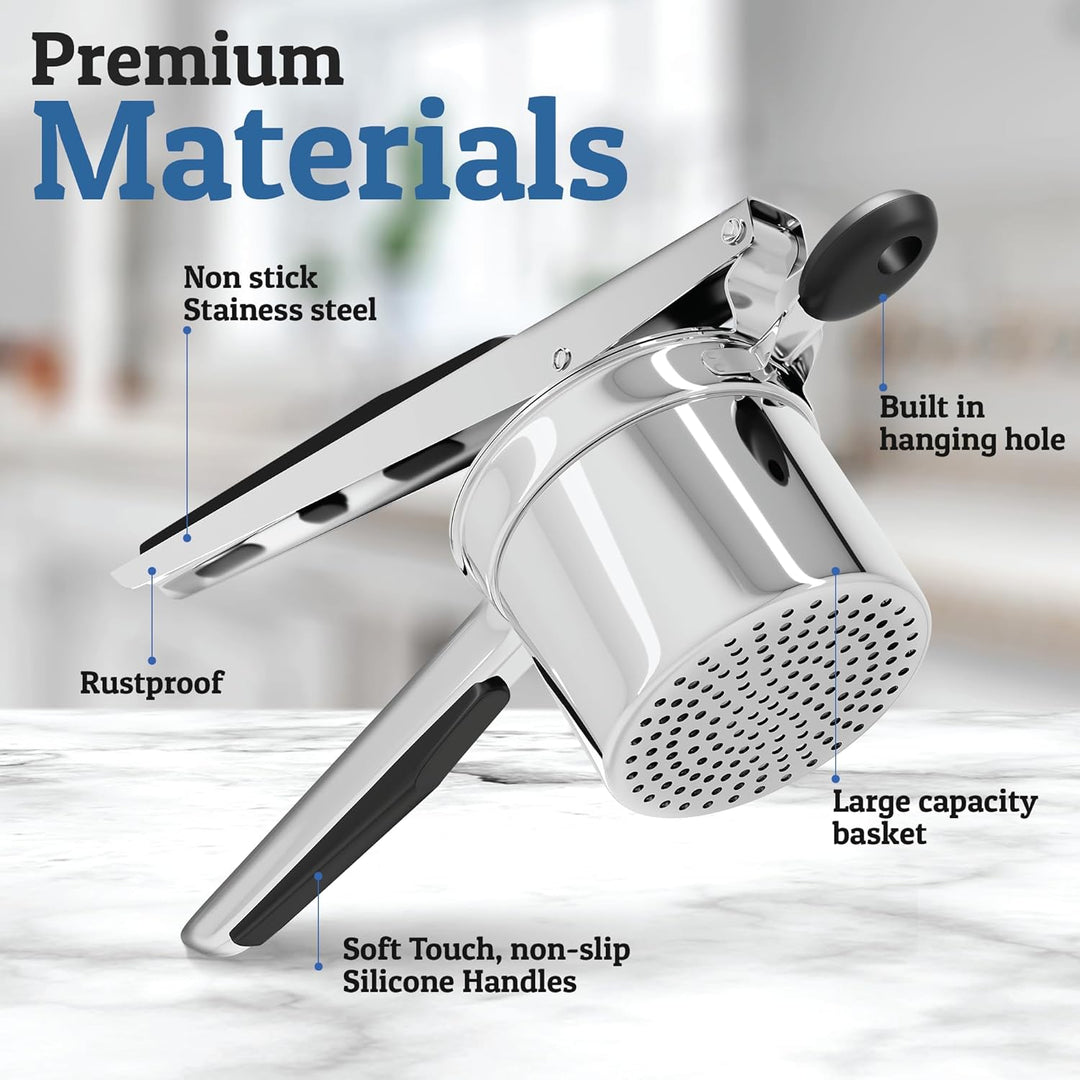 Pro Stainless Steel Potato Masher 15oz – Extra Large Capacity – For Mashed Potatoes, Vegetables &amp; Fruits – Lump-Free &amp; Durable - DHACTIVE 11
