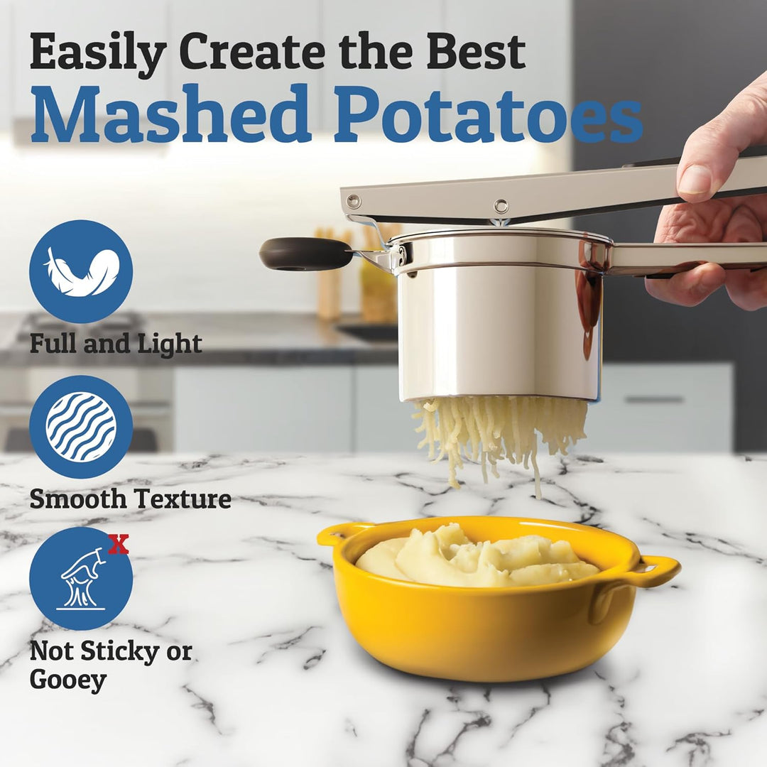 Pro Stainless Steel Potato Masher 15oz – Extra Large Capacity – For Mashed Potatoes, Vegetables &amp; Fruits – Lump-Free &amp; Durable - DHACTIVE 8