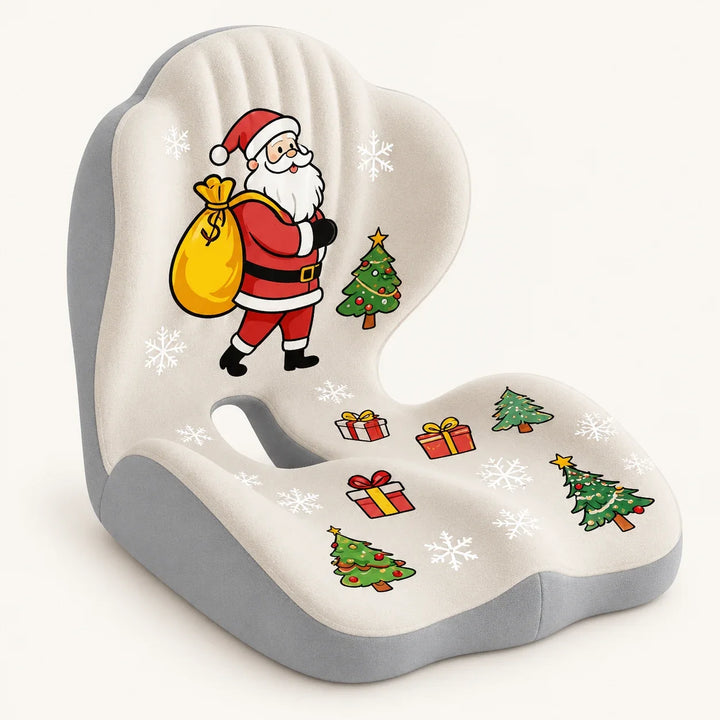 Christmas Beige-Gray L-shaped seat and lower-back cushion